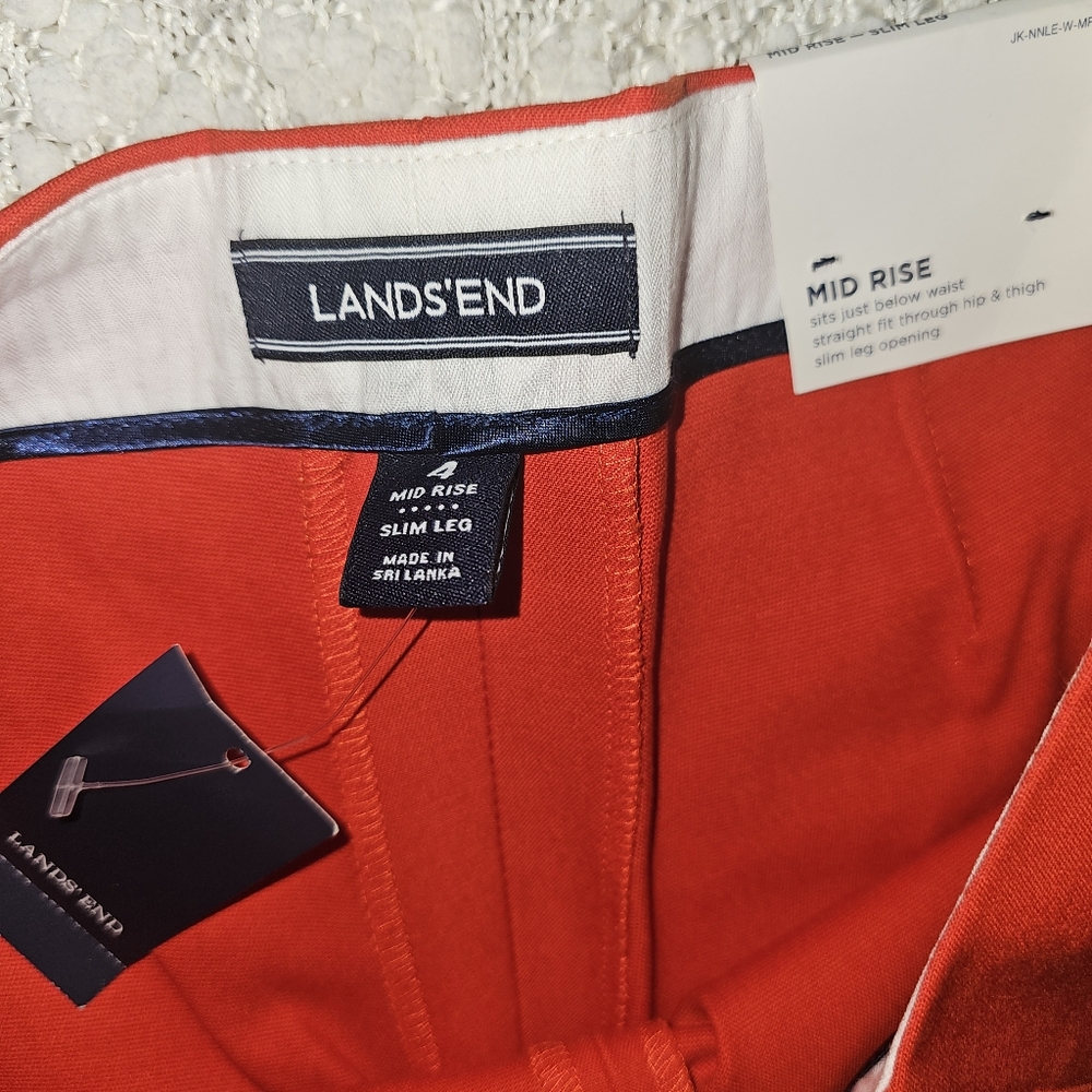 NWT Lands' End Mid-Rise Bi-Stretch Cropped Capri Pants Orange Size 4 - Picture 4 of 9